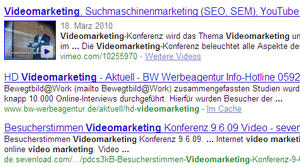 Videomarketing: Hervorhebung eines Videos in den Suchergebnissen von Google